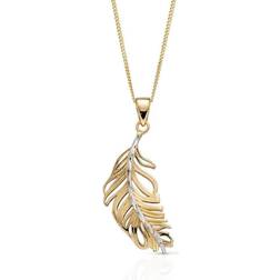 Elements 9ct Yellow Gold Feather Pendant GP2228