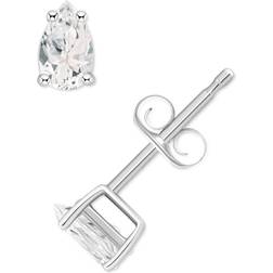 14k White Gold Pear Shape Birthstone Stud Earrings, Women's