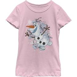 Disney Girl Frozen Olaf Snowflake Storm Graphic Tee Light Pink