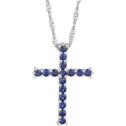 Celebration Gems Cross Pendant Necklace - Silver/Sapphire