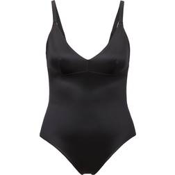 Spanx Shaping Satin Thong Bodysuit - Very Black