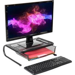 Mind Reader Metal Mesh Monitor Stand And Desk Organizer With Storage Drawer