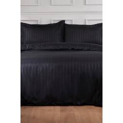 Brentfords Dreamscene Satin Stripe with Pillow Case Duvet Cover Black