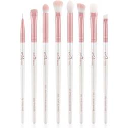 Luvia Cosmetics Prime Vegan All Eye Want Brush Set for Eye Area Candy (Pearl White Rose) 8 pc