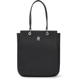 Tommy Hilfiger Textured Monogram Work Tote - Black