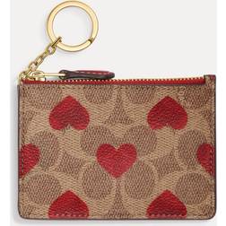 Coach Mini Skinny Id Case In Signature Canvas Heart Print - Beige/Red