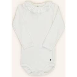 Petit Bateau Babies' Long-Sleeved Cotton Bodysuit With Ruff Collar