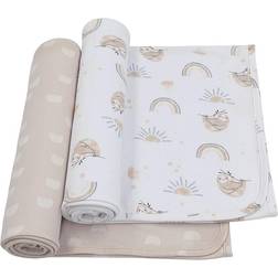 Living Textiles 2-Pack Rainbow Sloth Jersey Swaddles, Brown