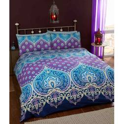 Rapport Traditional Ethnic King Duvet Cover Grey, Blue, Purple