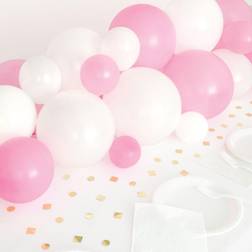 Unique Party Pink White & Gold Balloon Centerpiece Kit With Foil Confetti (Each)
