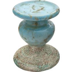 3R Studios Creative Co-Op Distressed Blue Terracotta Pillar Candlestick