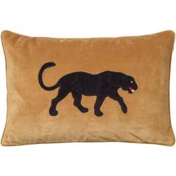 Chhatwal & Jonsson Embroidered Panther Cushion Cover Black, Yellow (60x40cm)