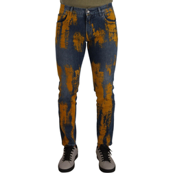 Dolce & Gabbana Men's Blue Yellow Dye Cotton Skinny Denim Jeans