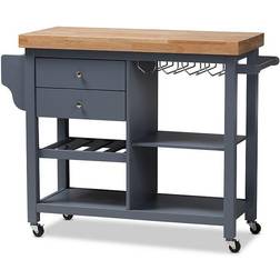 Baxton Studio Sunderland Coastal Cart Trolley Table