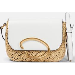 Oscar de la Renta Oath Raffia Nappa Shoulder Bag Ivory/Gold