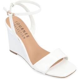 Journee Collection Womens Konna Wedge Sandal White 8.5M