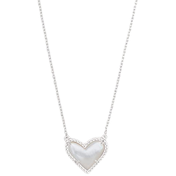 Kendra Scott Ari Heart Pendant Necklace - Silver/Pearl