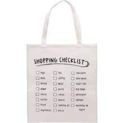 The Home Fusion Company Large Cream Totes Bag Canvas Fun Slogans Travel Shopper Shopping Beach Gym Carrier/'Shopping Checklist'