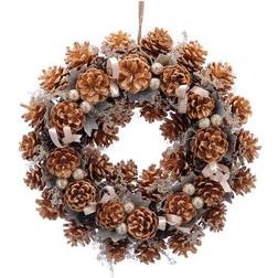 36cm Diameter Gold Pinecones Berries Wreath Decoration