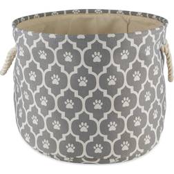 Contemporary Home Living Decorative Round Medium Lattice Paw Pet Storage Bin