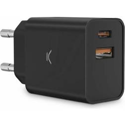 Ksix 30w Dual Usb-a/usb-c Charger Schwarz