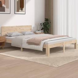 vidaXL brown, 140 Solid Wood Pine Bed Frame