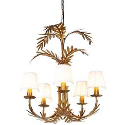 QAZQA Chandelier gold with pleated Pendant Lamp