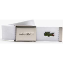 Lacoste Men's Made in France Engraved Buckle Woven Fabric Belt 001