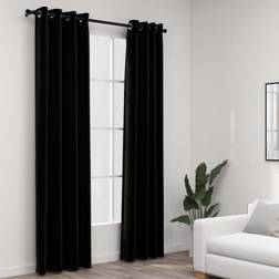 vidaXL Linen-Look Blackout Curtains with Grommets 2pcs