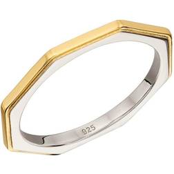 Fiorelli Sterling Silver & Gold Plating Octagon Shaped Band Ring