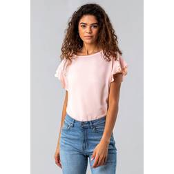 Roman Ruffle Detail Short Sleeve Top