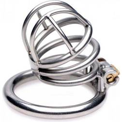 Master Series The Pen Deluxe Stainless Steel Locking Chastity Cage BDSM Bondage