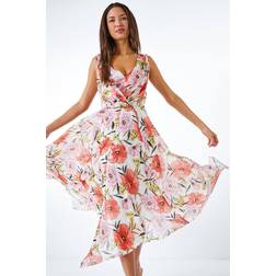 Roman Floral Print Hanky Hem Dress