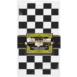 Beistle 50938-BKW Masterpiece Plastic Checkered Rectangular Tablecover- Pack of 12