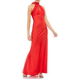 Mac Duggal Womens Satin Maxi Sheath Dress - Red