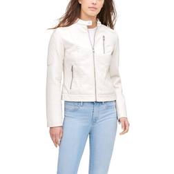 Levi's Plus Faux-Leather Motorcycle Racer Jacket, Women's, 1XL, White