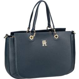 Tommy Hilfiger Pebble Grain Monogram Satchel SPACE BLUE One Size