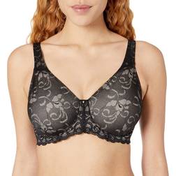 Maidenform Women's Lilyette Beautiful Support Lace Minimizer, Black/Champaign Shimmer