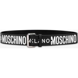 Moschino Leather Belt With All Over Logo