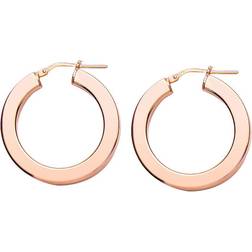 Jewelco London Rose Silver Square Tube Polished Hoop Earrings 30mm 4mm