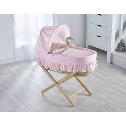 Kinder Valley Broderie Anglaise Palm Moses Basket with Stand Padded Body