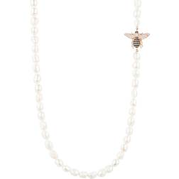 Latelita Honey Bee Pearl Gemstone Long Necklace Rosegold
