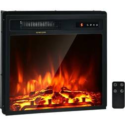 Costway 18'' Electric Fireplace Freestanding & Recessed Heater Black