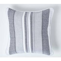 Homescapes Cotton Striped Monochrome Cushion Cover Grey (60x60cm)