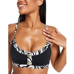 River Island Front Button Bikini Top - Black