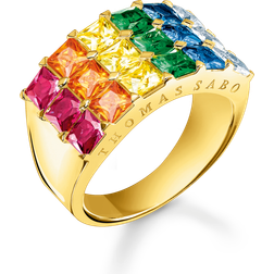 Thomas Sabo Ring colourful stones pavé gold multicoloured TR2359-996-7-60