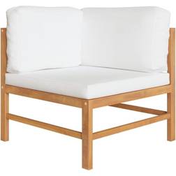 vidaXL Solid Teak Wood Corner Sofa with Cream Outdoor Lounge Set