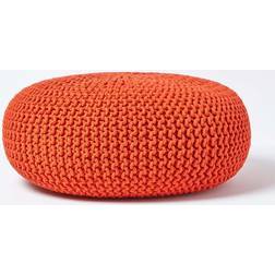 Homescapes Burnt Orange Knitted Cotton Footstool Pouffe