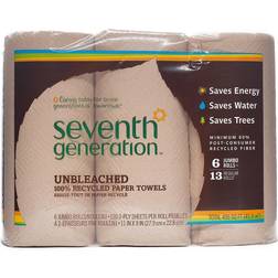 Seventh Generation Unbleached Chlorine Free Paper Towels Recycled Paper 6 Rolls