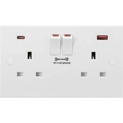 Knightsbridge 13A 2G DP Switched Socket with Dual USB FASTCHARGE ports A C